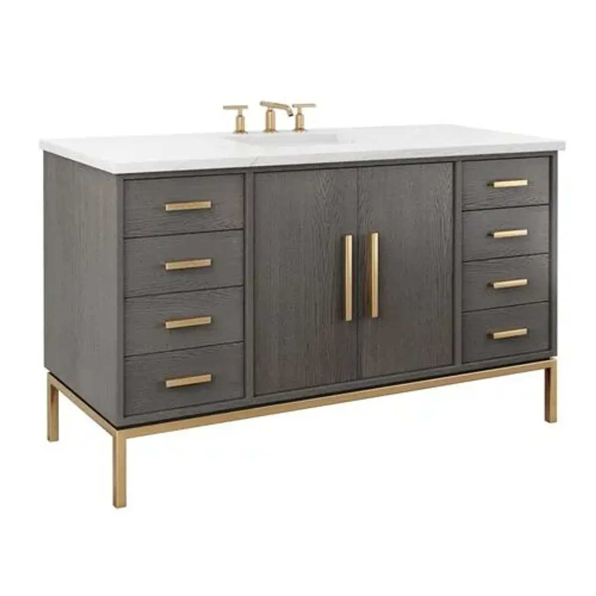 Briar White Oak Single Extra Wide Bathroom Vanity - Gray