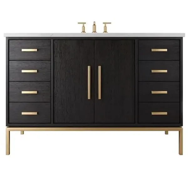 Briar White Oak Single Extra Wide Bathroom Vanity - Black
