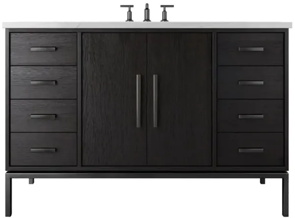 Briar White Oak Single Extra Wide Bathroom Vanity - Black