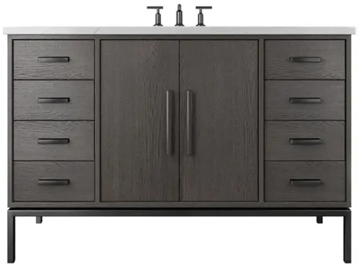 Briar White Oak Single Extra Wide Bathroom Vanity - Gray