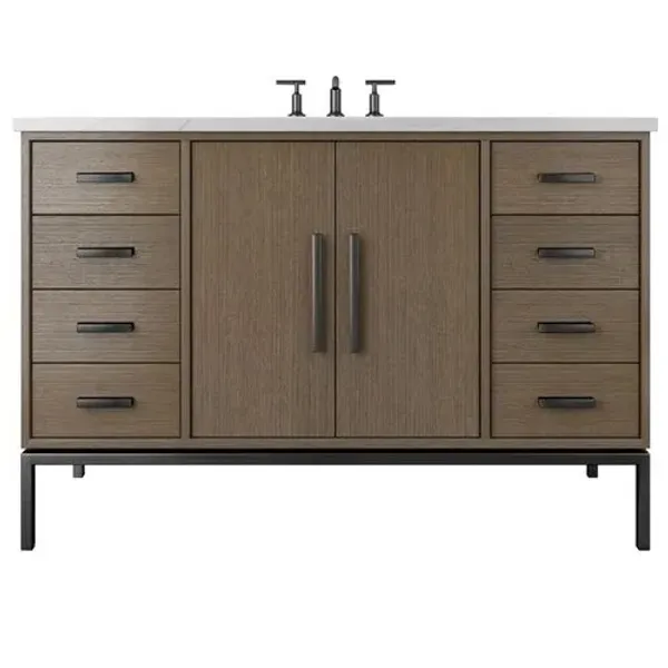 Briar White Oak Single Extra Wide Bathroom Vanity - Brown