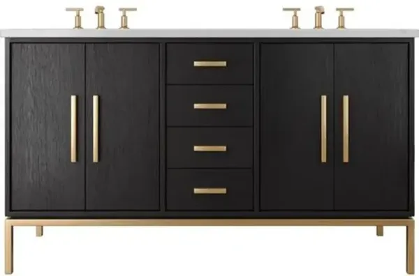 Briar White Oak Double Bathroom Vanity - Black