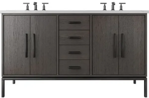 Briar White Oak Double Bathroom Vanity - Gray