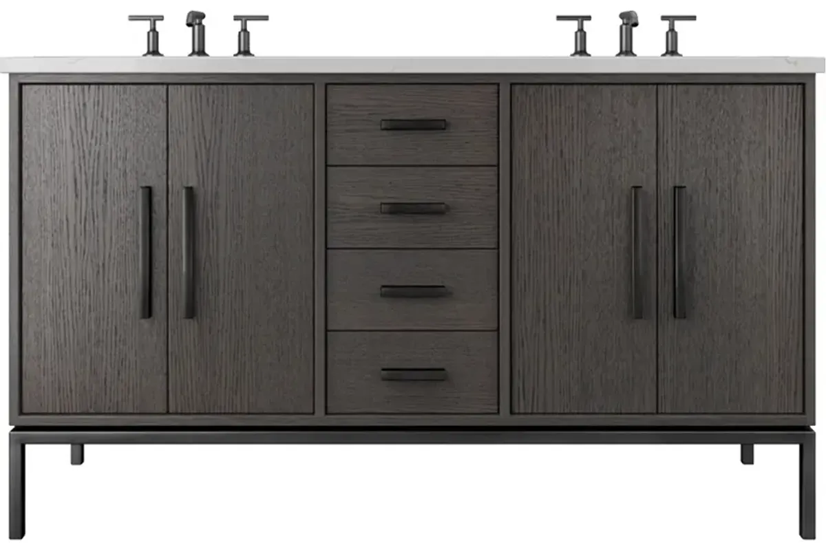 Briar White Oak Double Bathroom Vanity - Gray