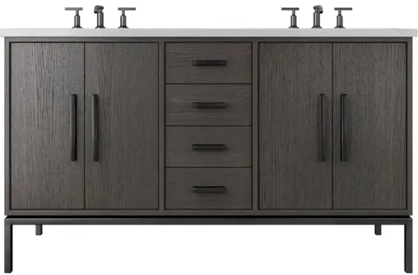 Briar White Oak Double Bathroom Vanity - Gray