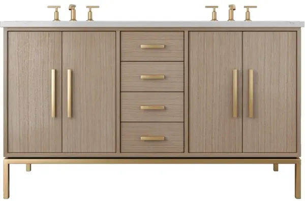 Briar White Oak Double Bathroom Vanity - Brown