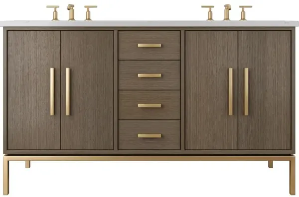 Briar White Oak Double Bathroom Vanity - Gray