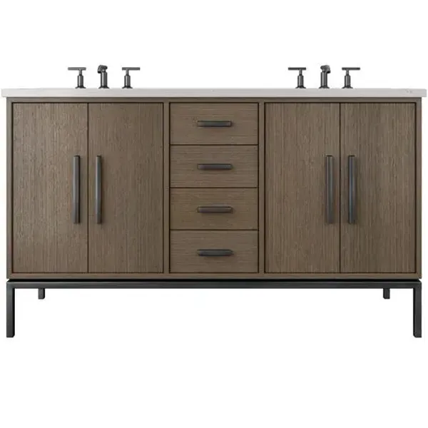 Briar White Oak Double Bathroom Vanity - Brown