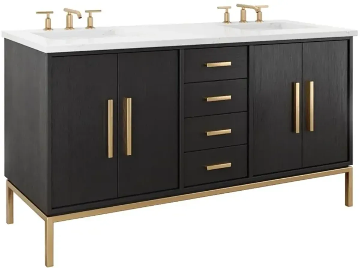 Briar White Oak Double Bathroom Vanity - Black