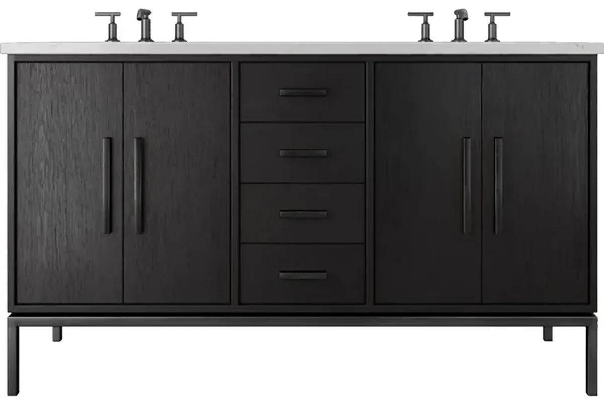 Briar White Oak Double Bathroom Vanity - Black