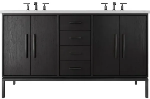 Briar White Oak Double Bathroom Vanity - Black