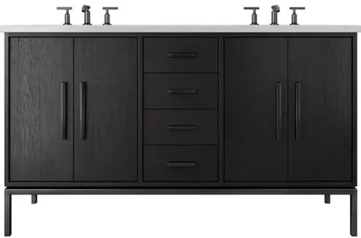 Briar White Oak Double Bathroom Vanity - Black