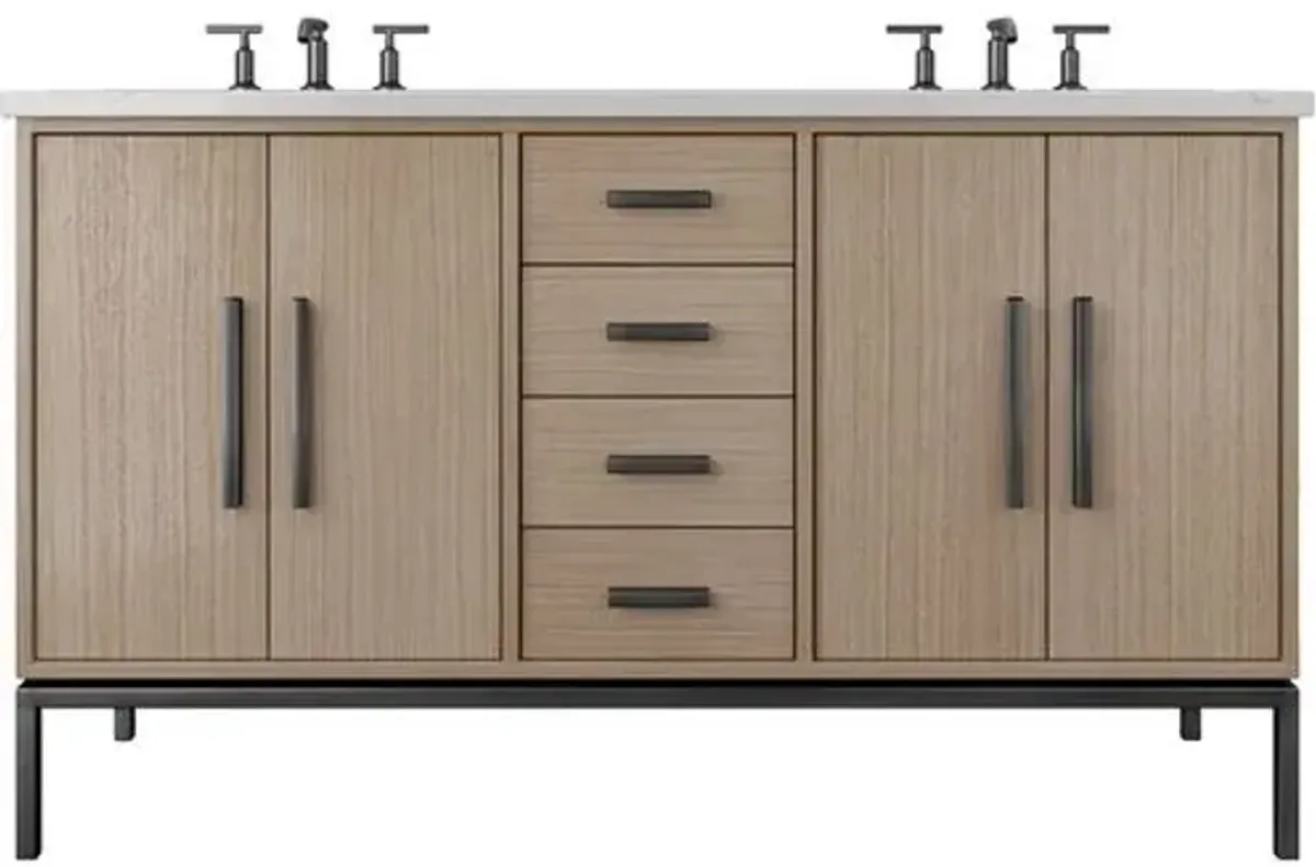 Briar White Oak Double Bathroom Vanity - Brown