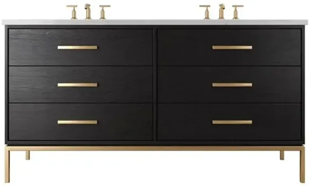 Briar White Oak Double Drawer Bathroom Vanity - Black