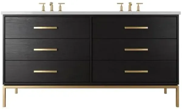 Briar White Oak Double Drawer Bathroom Vanity - Black