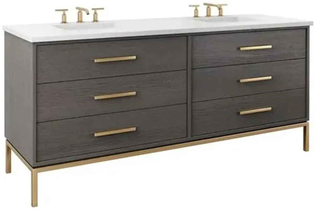 Briar White Oak Double Drawer Bathroom Vanity - Gray