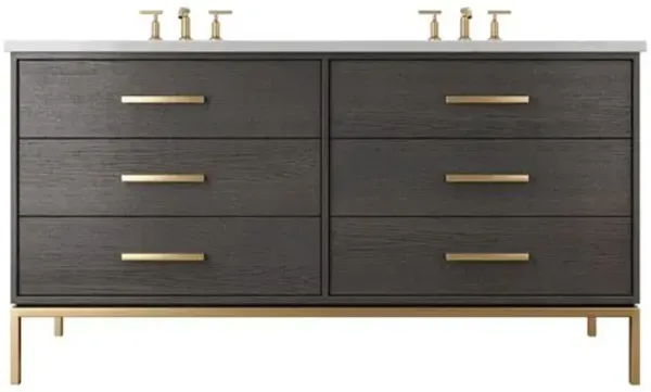 Briar White Oak Double Drawer Bathroom Vanity - Gray