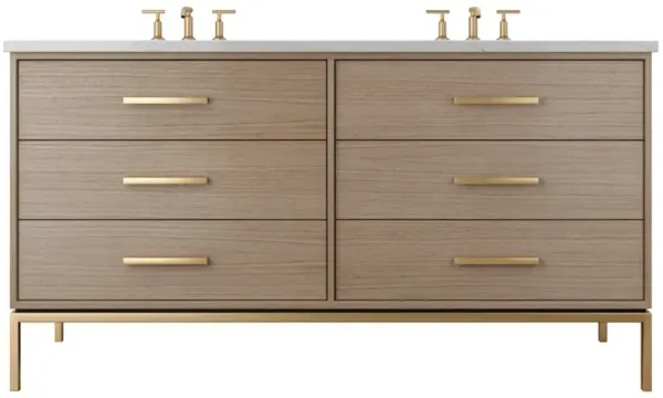 Briar White Oak Double Drawer Bathroom Vanity - Brown