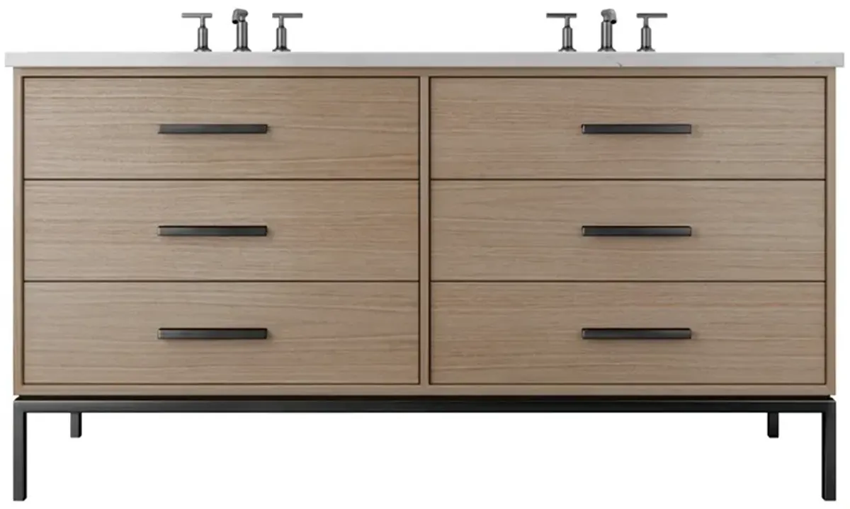 Briar White Oak Double Drawer Bathroom Vanity - Brown