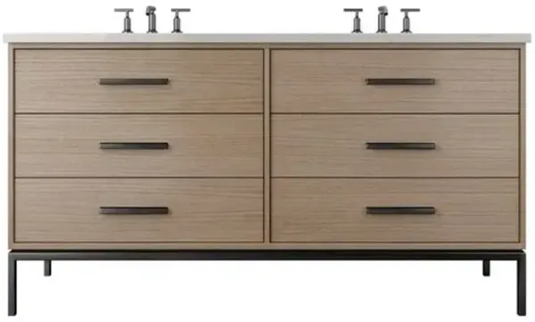 Briar White Oak Double Drawer Bathroom Vanity - Brown