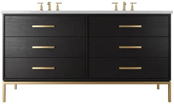 Briar White Oak Double Drawer Bathroom Vanity - Black