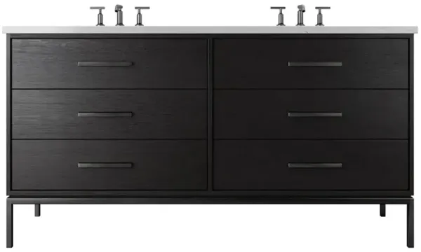 Briar White Oak Double Drawer Bathroom Vanity - Black