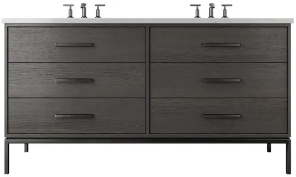Briar White Oak Double Drawer Bathroom Vanity - Gray