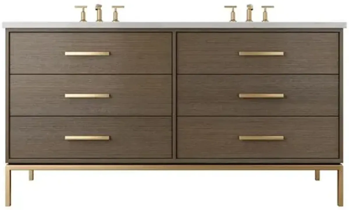 Briar White Oak Double Drawer Bathroom Vanity - Gray