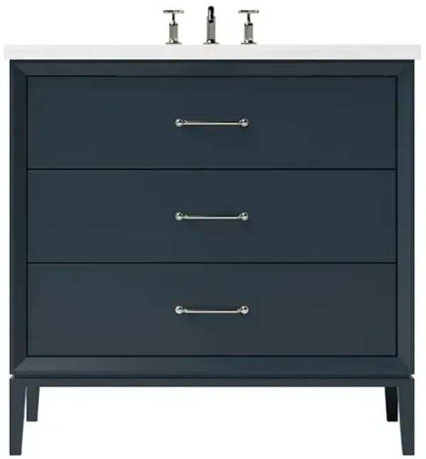 Hawthorne Three-Drawer Single Bathroom Vanity - Blue