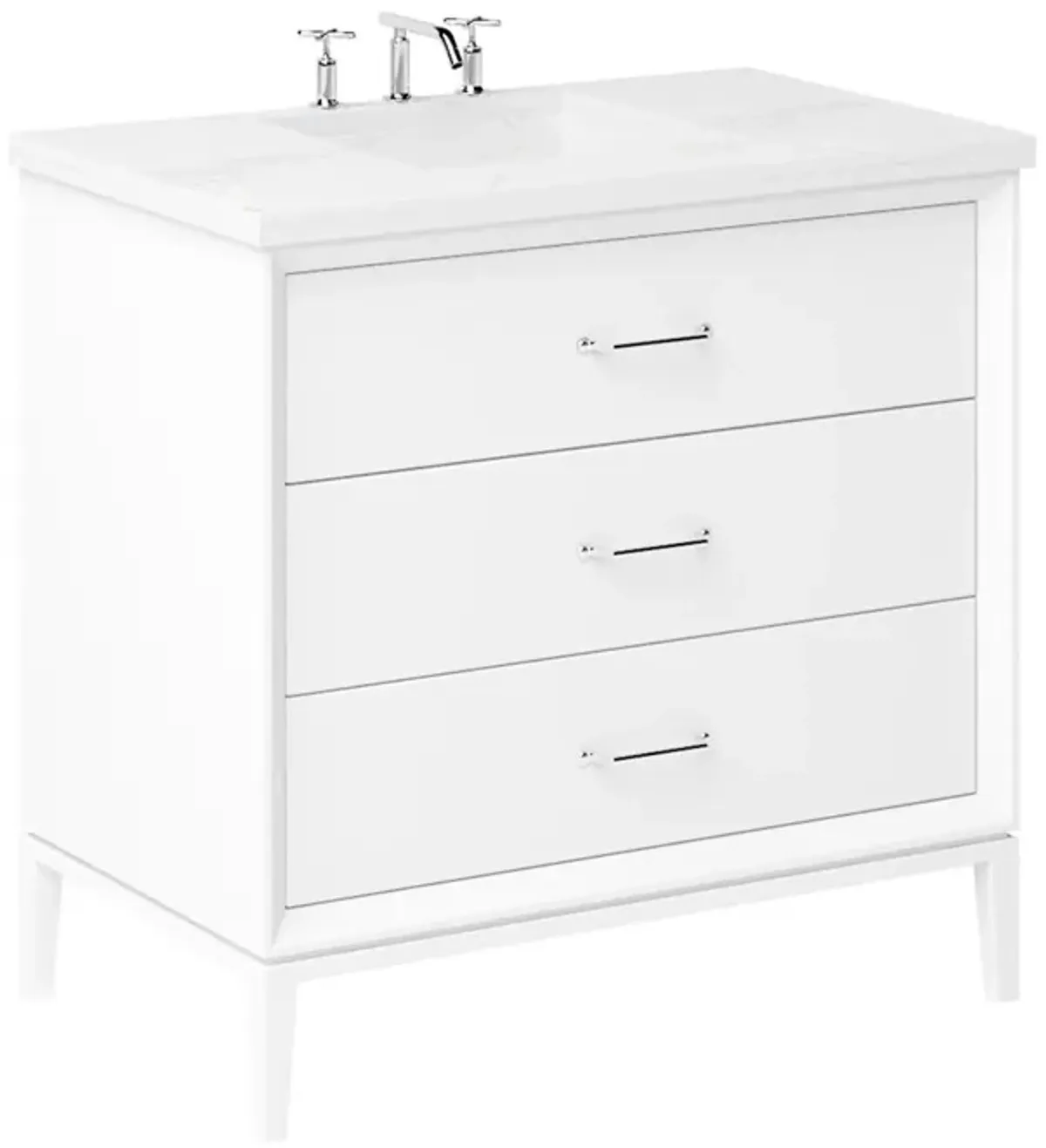 Hawthorne Three-Drawer Single Bathroom Vanity - White