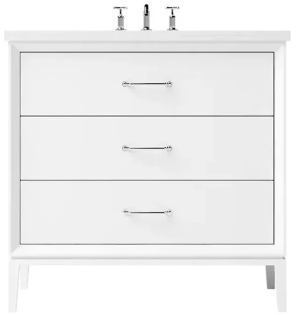 Hawthorne Three-Drawer Single Bathroom Vanity - White