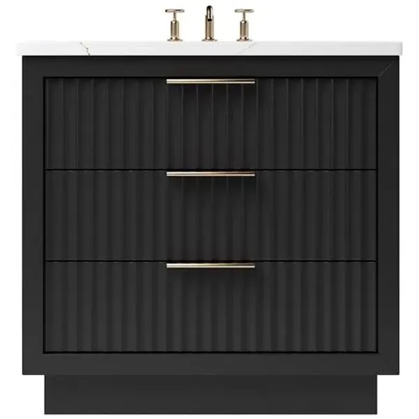 Ashford Three-Drawer Single Bathroom Vanity - Black
