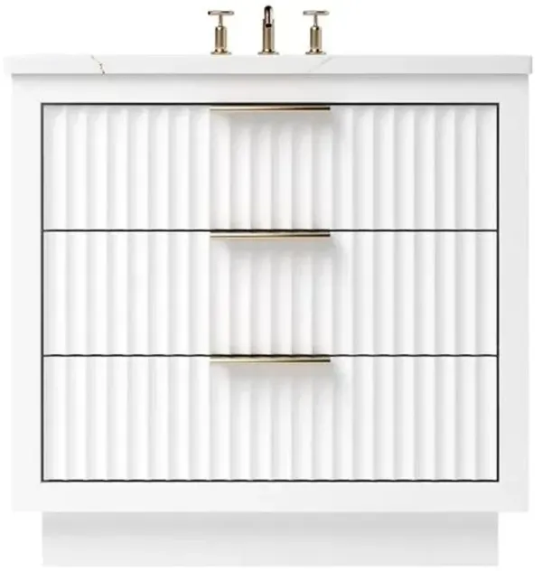 Ashford Three-Drawer Single Bathroom Vanity - White