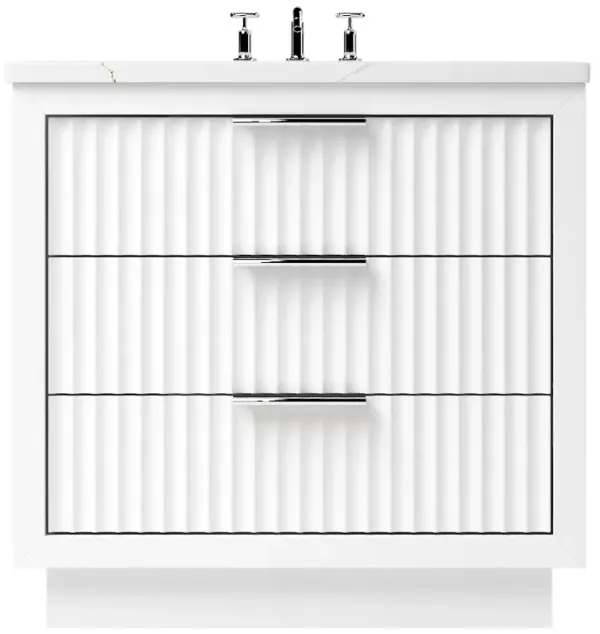 Ashford Three-Drawer Single Bathroom Vanity - White