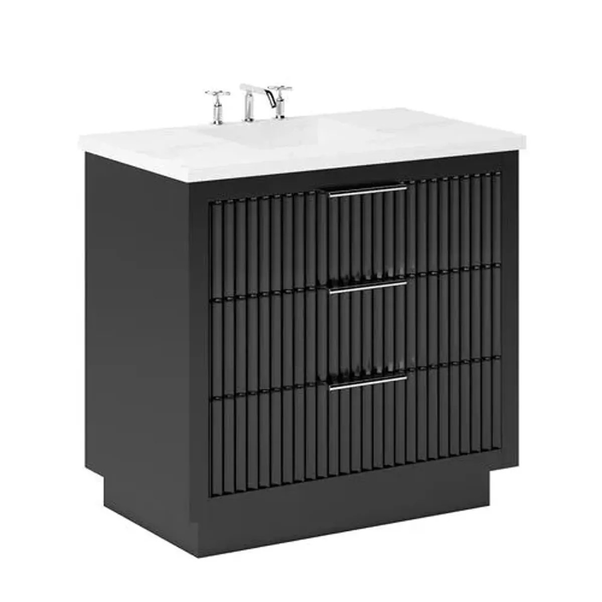 Ashford Three-Drawer Single Bathroom Vanity - Black