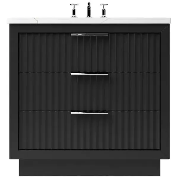 Ashford Three-Drawer Single Bathroom Vanity - Black