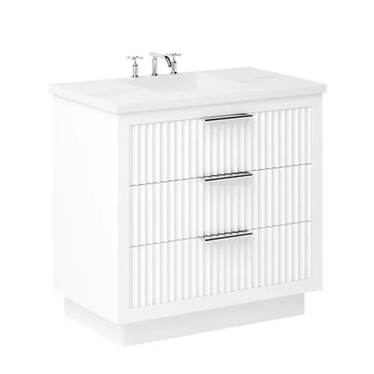 Ashford Three-Drawer Single Bathroom Vanity - White