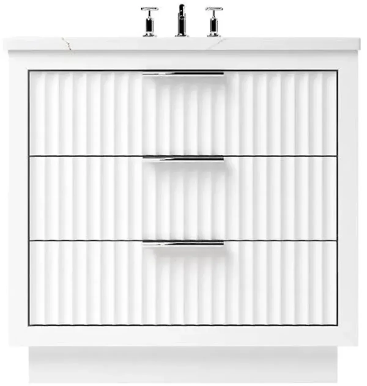 Ashford Three-Drawer Single Bathroom Vanity - White