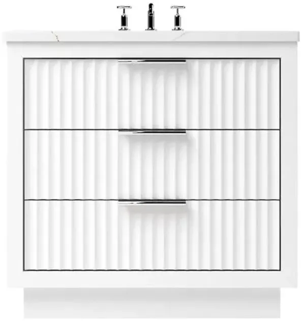 Ashford Three-Drawer Single Bathroom Vanity - White