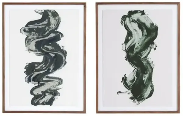 40" x 60" Stroke Gallery Set by Gold Rush Art Co - Walnut Frame - Green