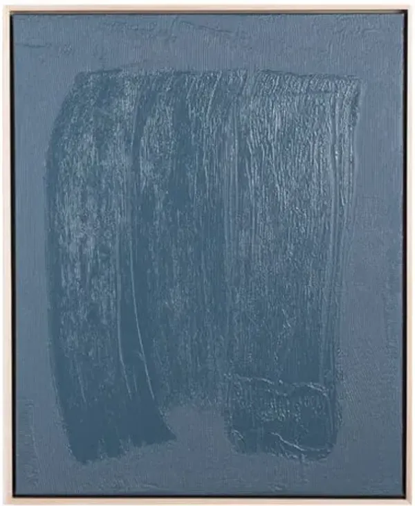 26" x 32" Free Form Lines II Painting by The Holly Collective - Natural Maple Frame - Blue