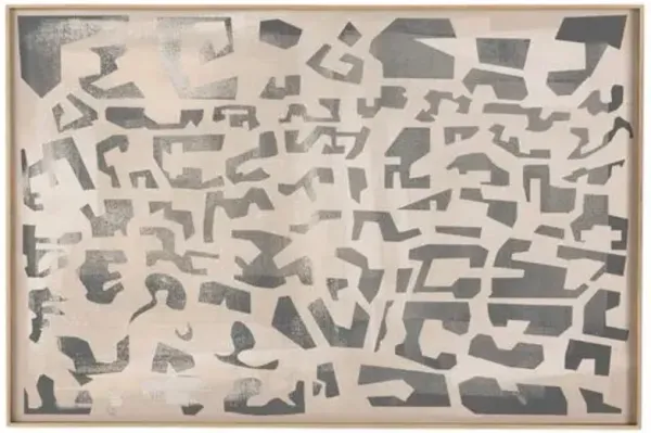 36" x 48" Block III Painting by Coup D'esprit - White Oak Floater Frame - Handcrafted - Multi