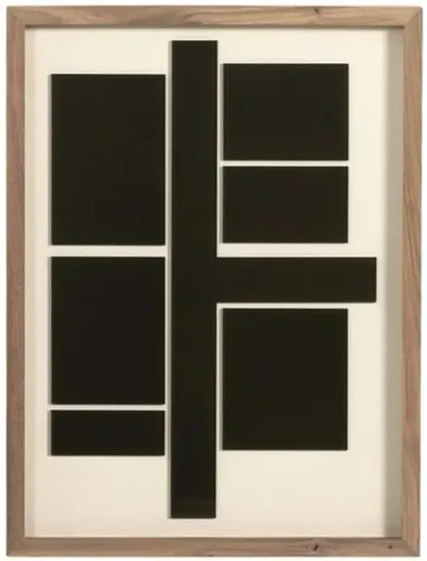 18" x 24" Intersect Artwork - Rustic Walnut Frame - Brown