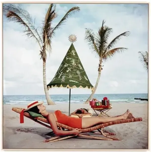 Palm Beach Idyll Photograph by Slim Aarons - White Maple Frame