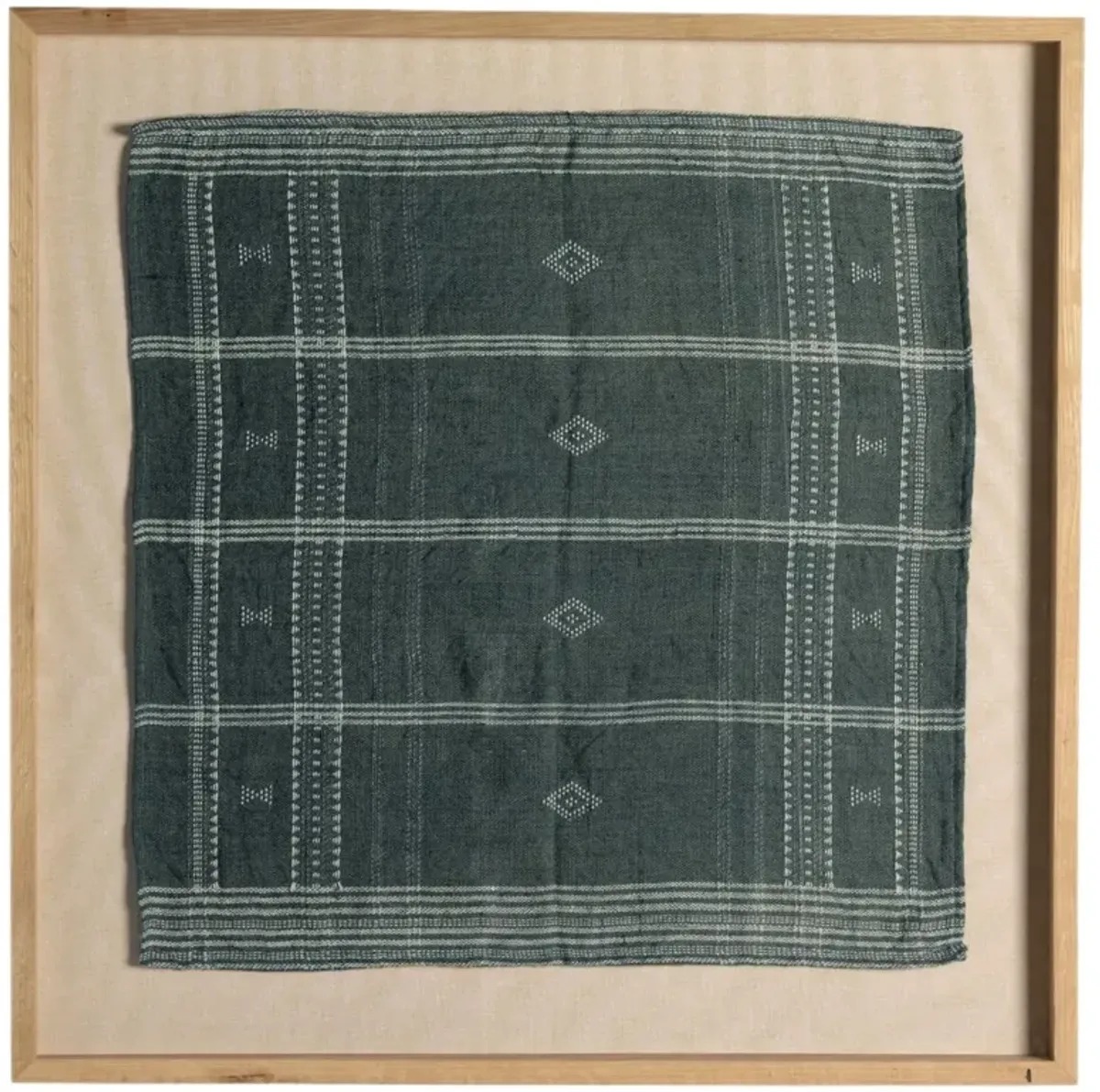 35" x 35" Bhujodi Textile 1 Artwork, White Oak Frame