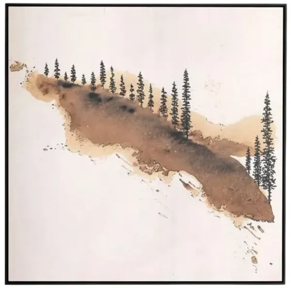 40" x 40" Magical Nature 32 Painting by Santhosh Ch - Black Maple Frame