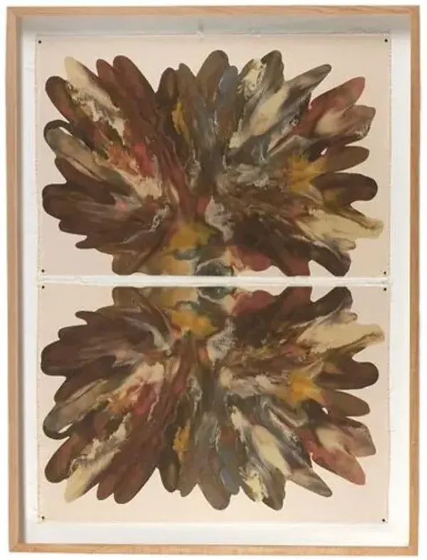 Rorschach Earth Painting by Orfeo Quagliata - White Oak Frame - Brown