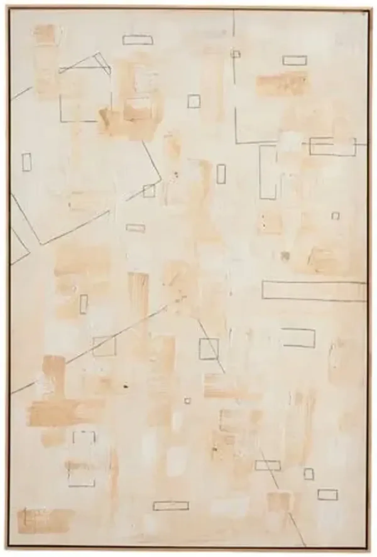 40" x 60" Untitled 003Painting by Jade Dacay - White Oak Frame - Brown