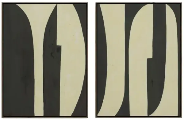 Grecco Painting Diptych by Jess Engle - Rustic Walnut Frame - Brown