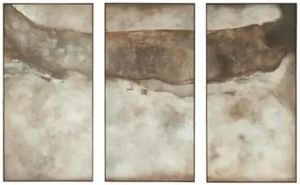 Revere Triptych Artwork by Matera - Rustic Walnut Frame - Brown